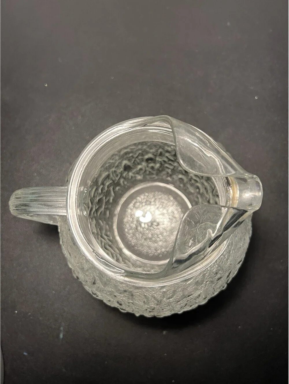 Anchor Hocking 1960s Lido Milano Clear Crinkle Ball Pitcher, 5x8.75”